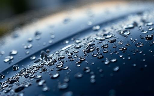 セラミックコーティング施工後のボンネットに映る水滴